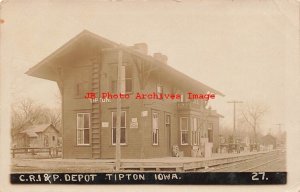 Depot, Iowa, Tipton, RPPC, Chicago Rock Island & Pacific Railroad Station, Photo