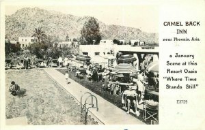 Camel Back Inn Resort Pool Phoenix Arizona RPPC 1951 Photo Postcard 7807