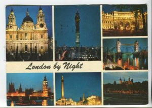 441057 Great Britain 1973 London at night RPPC to Germany advertising