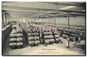 Old Postcard Folklore Wine Vineyards Champagne Moet et Chandon Storing wine i...