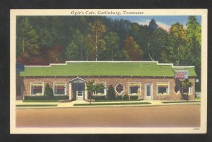 GATLINBURG TENNESSEE OGLE'S CAFÉ RESTAURANT LINEN ADVERTISING POSTCARD