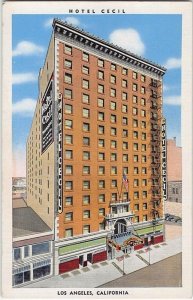 HOTEL CECIL Weird Haunted LOS ANGELES Famous Murders 1930s Vintage Postcard
