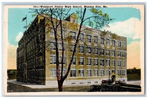 Kansas City Missouri Postcard Westport Junior High School c1930 Vintage Antique