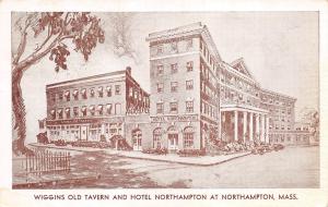 Northampton Massachusetts 1950 Postcard Wiggins Old Tavern and Hotel Northampton
