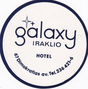 Cypress Iraklio Galaxy Hotel Vintage Luggage Label sk3162