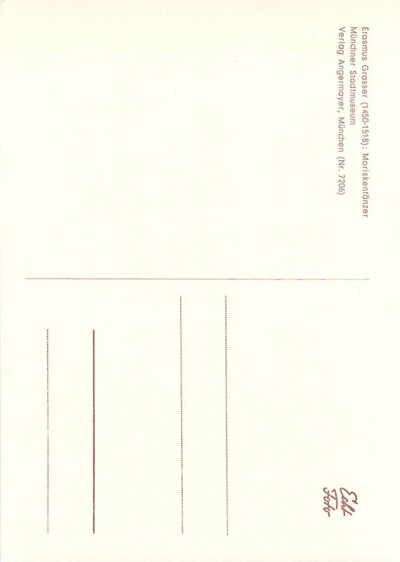 Art postcard Erasmus Grasser Moriskentanzer Munchner Stadtmuseum