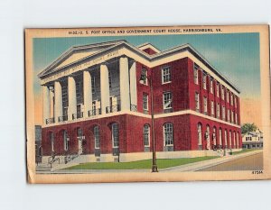 Postcard US Post Office And Government Court House Harrisonburg Virginia USA