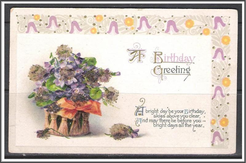 A Birthday Greeting - Flower Basket - Embossed - [MX-366]