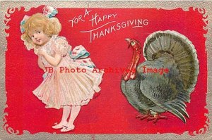 Thanksgiving, Nash No 6, Girl in Pink Dress with Turkey