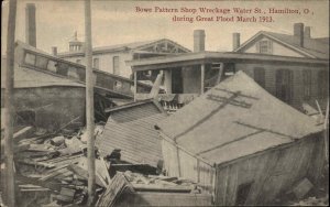 Hamilton OH Bowe Pattern Shop Storm Damage Flood of 1913 Vintage Postcard