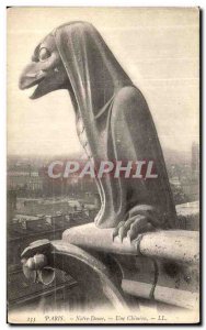 Old Postcard Paris Notre Dame Chimere A