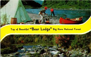 To of Bear Lodge, Big Horn National Forest, Wyoming Banner Postcard camping