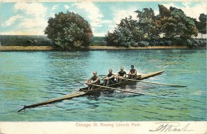 Postcard 1907 Illinois Chicago Rowing Lincoln Park Schmidt Undivided IL24-2219