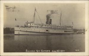 Steamship Steams Camden ME June 22 1907 RPPC - Rockland Cancel