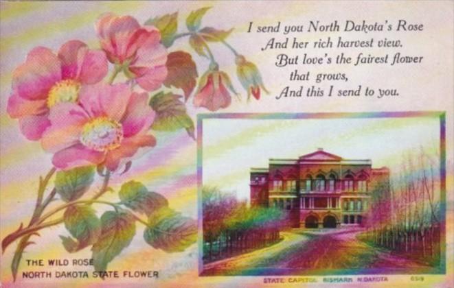 North Dakota Bismark State Capitol Building and The Wild Rose North Dakota St...