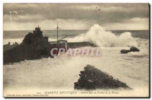 Old Postcard Biarritz Artistic Big Sea Au Rocher De La Vierge