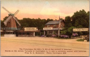 Old Dutch Mill Restaurant Huntington Long Island NY Hand Colored Postcard Y54