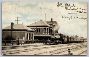 Cherokee, Iowa Illinois Central Railroad Depot Postcard - 1912