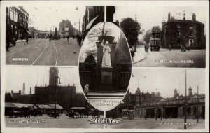DERBY DERBYSHIRE Florence Nightingale Monument RR Train Station Multi-View RPPC