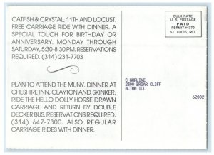 St. Louis MO, Miss Hullings Restaurant Catfish Crystal Advertising Postcard 