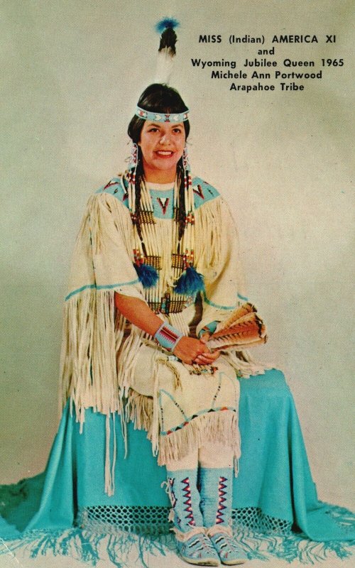 Vintage Postcard 1965 Miss Indian Wyo Jubilee Queen Michele Portwood Arap. Tribe