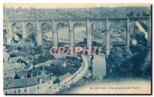 Old Postcard Dinan general view of Viaduct