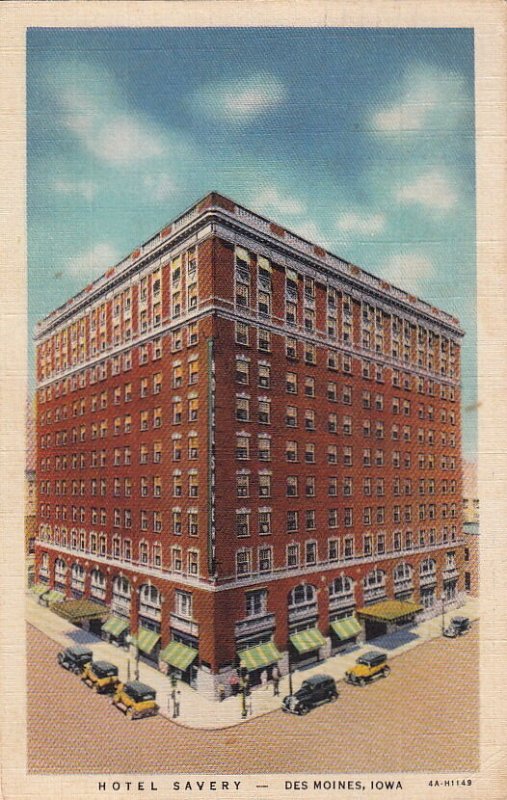 Postcard Hotel Savery Des Moines Iowa IA