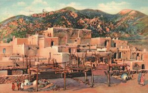 Vintage Postcard 1944 Taos Indian Pueblo Oldest And Most Famous New Mexico NM