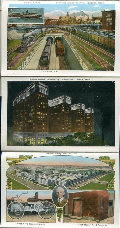 Detroit Michigan mi Lagoon Mound Belle Isle Water Works Park postcard folder #2