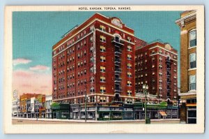 Topeka Kansas KS Postcard Hotel Kansan Exterior Building c1943 Vintage Antique