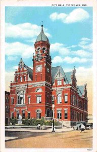 City Hall Vincennes Indiana 1920s postcard