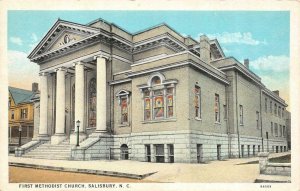 SALISBURY, North Carolina NC   FIRST METHODIST CHURCH Rowan Co ca1920's Postcard