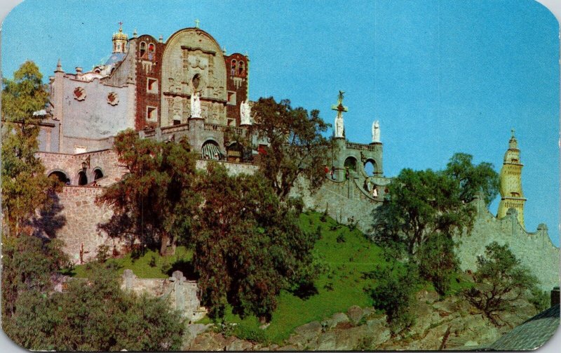 Mexico Tepeyac Chapel Guadalupe Shrine & Temple Chrome Cancel WOB Postcard 