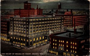 Postcard The Heart of Omaha by Night in Omaha, Nebraska~3032