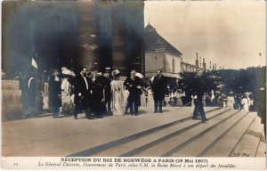 PC RECEPTION DU ROI DE NORWEGE A PARIS 1907 NORWEGIAN ROYALTY (a32384)