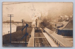 J95/ Beaver Falls Brighton Pennsylvania RPPC Postcard c1910 Railroad Depot 20