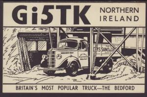 QSL Gi5TK Northern Ireland,Truck Postcard