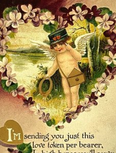 Vintage Postcard Early 1900s Naked Cupid Cherub Angel Floral BB London Saxony