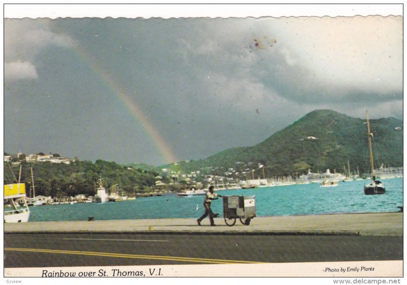 Rainbow Over St. Thomas Waterfront, Virgin Islands, United States, 50-70's