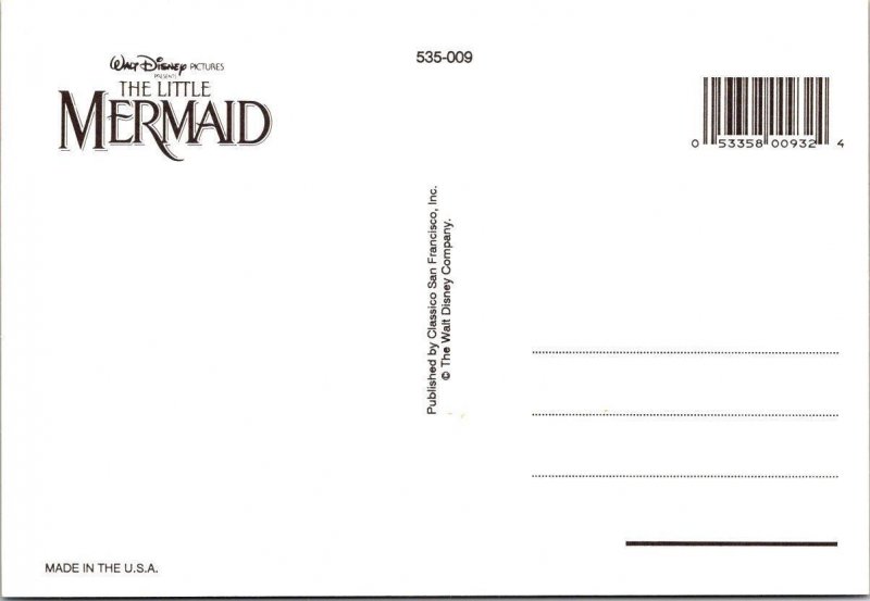 3~4X6 Postcards THE LITTLE MERMAID Disney Movie Advertising ARIEL & PRINCE ERIC