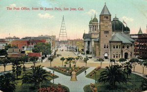 USA The Post Office From St. James Park San Jose California Postcard 07.75