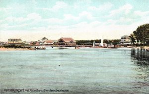 Vintage Postcard Kennebunk River Waterfront From Breakwater Maine ME Nature