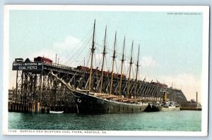 c1920's Norfolk & Western Coal Piers Ships Docking Norfolk Virginia VA Postcard