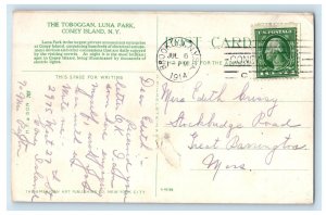 1914 The Toboggan Luna Park Fairyland Coney Island New York NY Antique Postcard