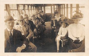 H96/ Denver Colorado RPPC Postcard c1910 Interior Trolley Sightseeing 8