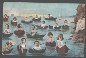 3099181 MULTIPLE BABIES in Boats Vintage PHOTO Collage PC