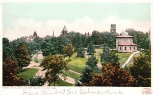 Vintage Postcard The Campus Immersed College Building Amherst Massachusetts MA