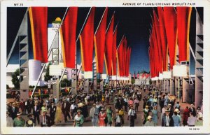 Avenue Of Flags Chicago World Fair Illinois Linen Postcard C242