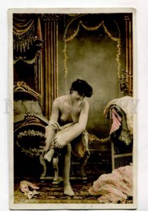 415049 NUDE Woman in BEDROOM Morning Vintage PHOTO tinted PC