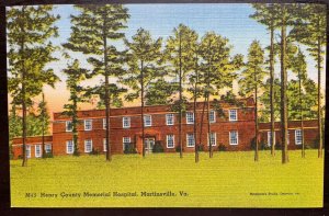 Vintage Postcard 1930-1945 Henry County Memorial Hospital Martinsville VA
